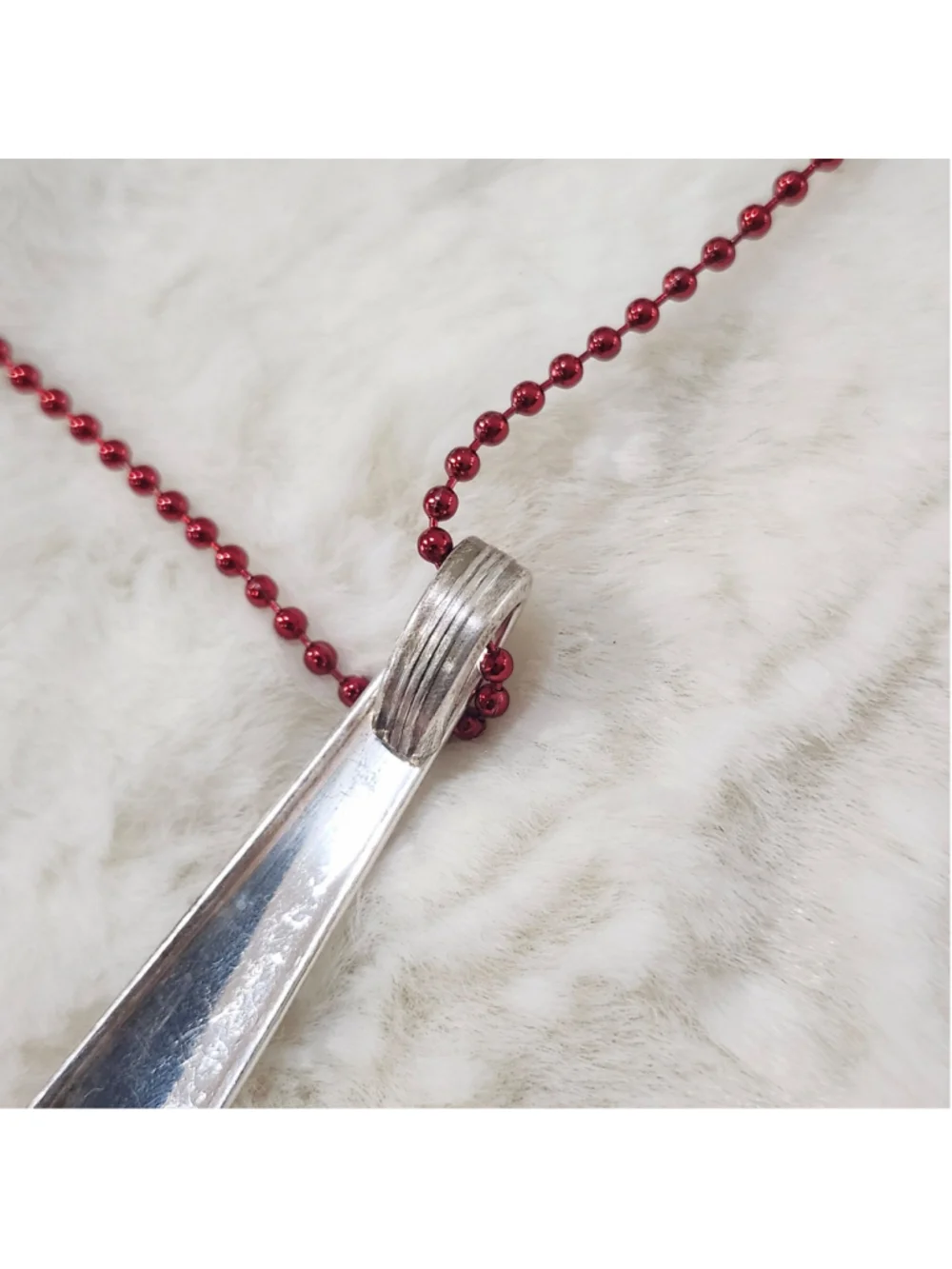 Floral Spoon Pendant Necklace Handmade Fashion Jewelry Ball Chain silverwear - Picture 4 of 5